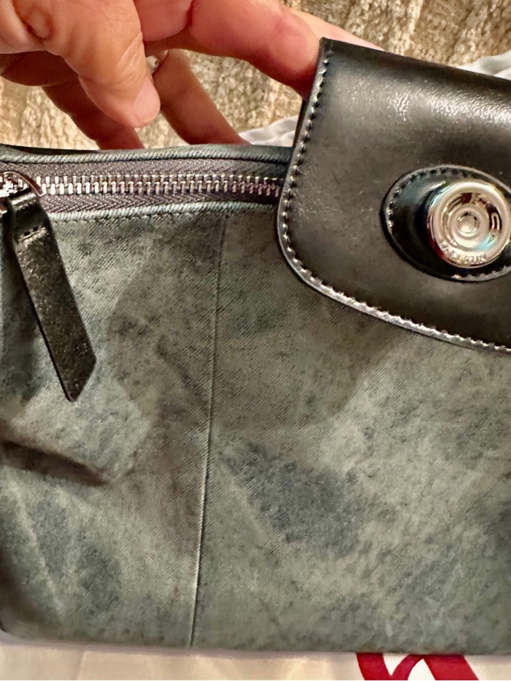 NWT Shoulder Bag in Distressed Denim and Black Leather - Picture 8 of 16